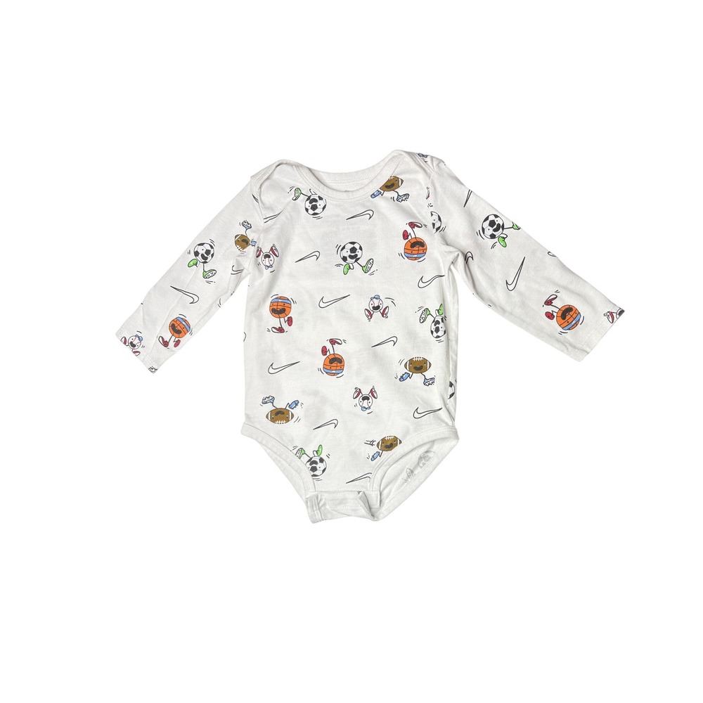 Nike Sports Soccer Football Nikemoji White Long Sleeve Bodysuit 18 months Emojis